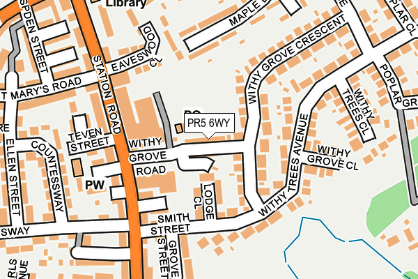 PR5 6WY map - OS OpenMap – Local (Ordnance Survey)