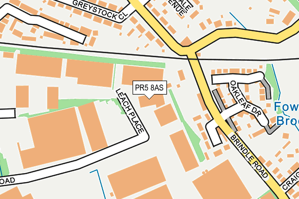PR5 8AS map - OS OpenMap – Local (Ordnance Survey)