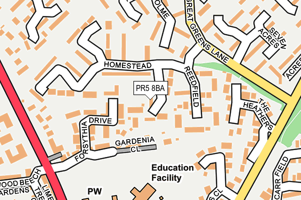 PR5 8BA map - OS OpenMap – Local (Ordnance Survey)