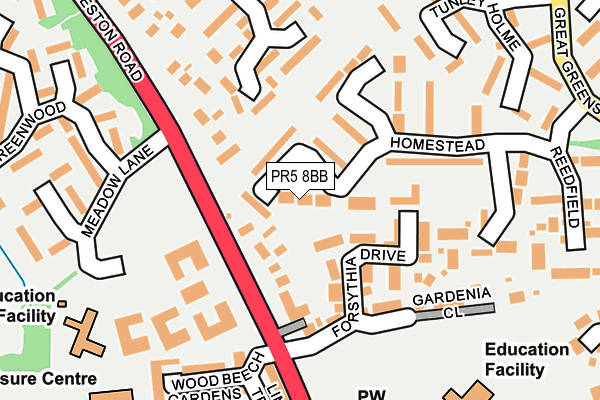 PR5 8BB map - OS OpenMap – Local (Ordnance Survey)