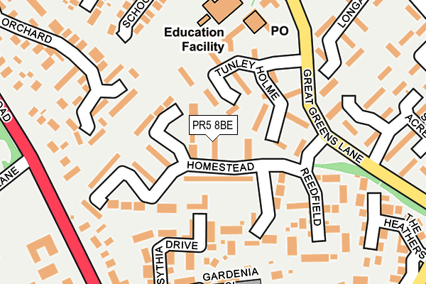 PR5 8BE map - OS OpenMap – Local (Ordnance Survey)