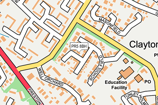 PR5 8BH map - OS OpenMap – Local (Ordnance Survey)
