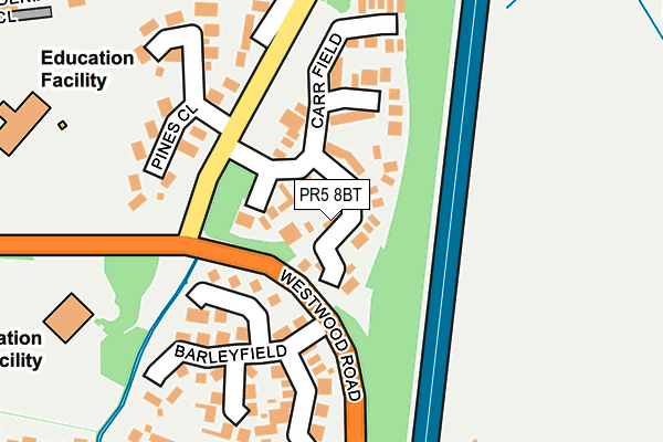 PR5 8BT map - OS OpenMap – Local (Ordnance Survey)