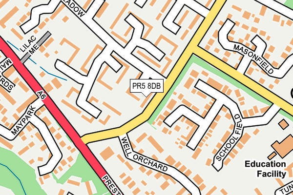 PR5 8DB map - OS OpenMap – Local (Ordnance Survey)