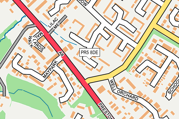 PR5 8DE map - OS OpenMap – Local (Ordnance Survey)