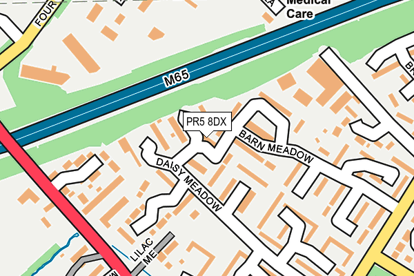 PR5 8DX map - OS OpenMap – Local (Ordnance Survey)