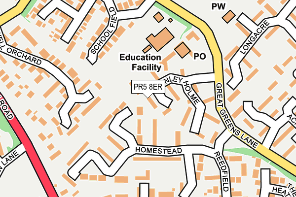 PR5 8ER map - OS OpenMap – Local (Ordnance Survey)