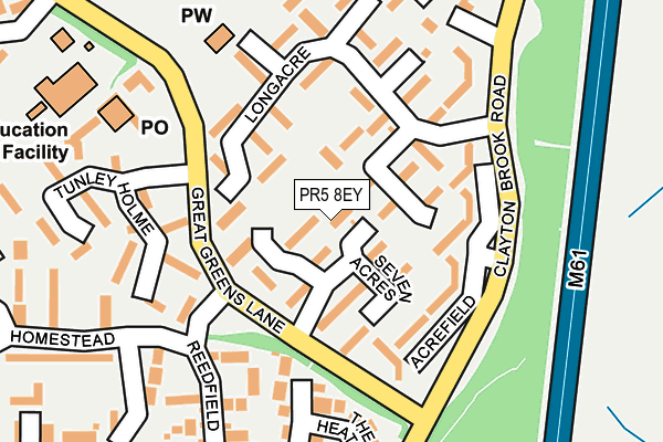 PR5 8EY map - OS OpenMap – Local (Ordnance Survey)