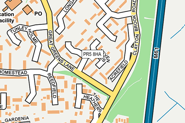 PR5 8HA map - OS OpenMap – Local (Ordnance Survey)