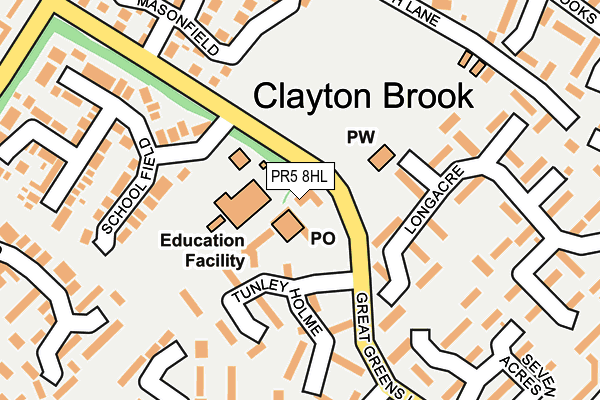 PR5 8HL map - OS OpenMap – Local (Ordnance Survey)