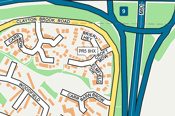 PR5 8HX map - OS OpenMap – Local (Ordnance Survey)