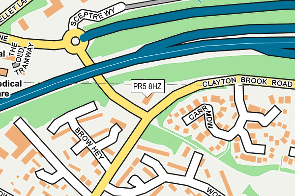 PR5 8HZ map - OS OpenMap – Local (Ordnance Survey)