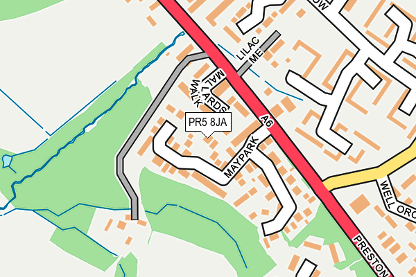 PR5 8JA map - OS OpenMap – Local (Ordnance Survey)