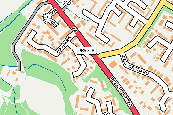 PR5 8JB map - OS OpenMap – Local (Ordnance Survey)