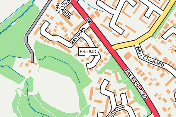 PR5 8JD map - OS OpenMap – Local (Ordnance Survey)