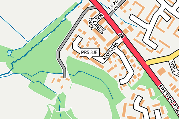 PR5 8JE map - OS OpenMap – Local (Ordnance Survey)