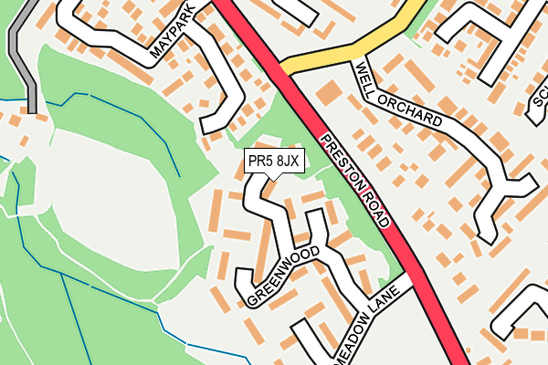PR5 8JX map - OS OpenMap – Local (Ordnance Survey)
