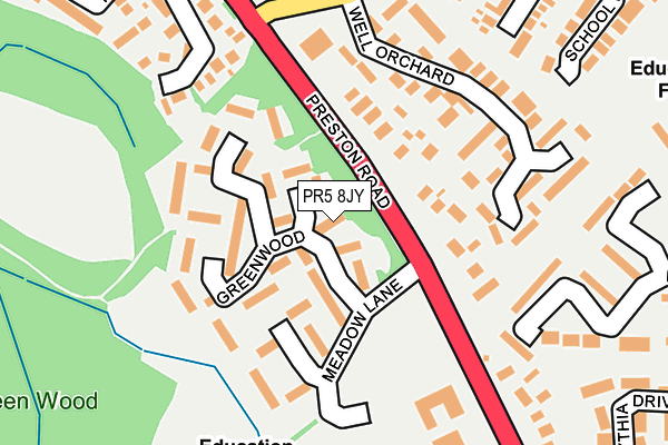 PR5 8JY map - OS OpenMap – Local (Ordnance Survey)