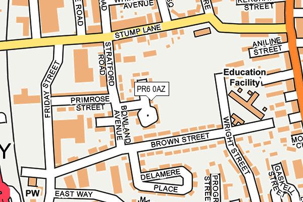 PR6 0AZ map - OS OpenMap – Local (Ordnance Survey)