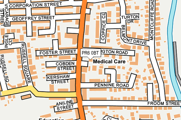 PR6 0BT map - OS OpenMap – Local (Ordnance Survey)