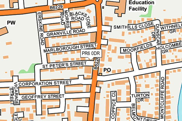 PR6 0DR map - OS OpenMap – Local (Ordnance Survey)