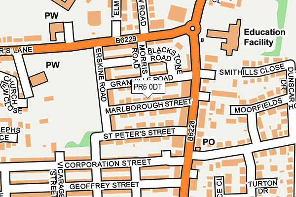 PR6 0DT map - OS OpenMap – Local (Ordnance Survey)