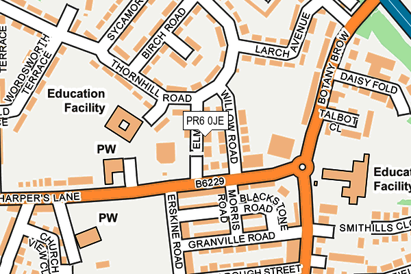 PR6 0JE map - OS OpenMap – Local (Ordnance Survey)