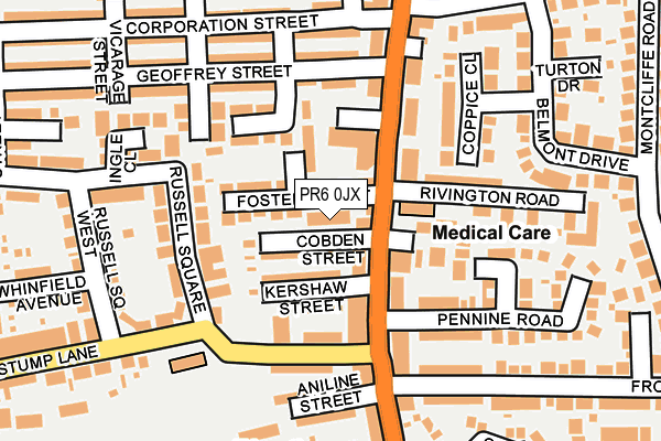 PR6 0JX map - OS OpenMap – Local (Ordnance Survey)