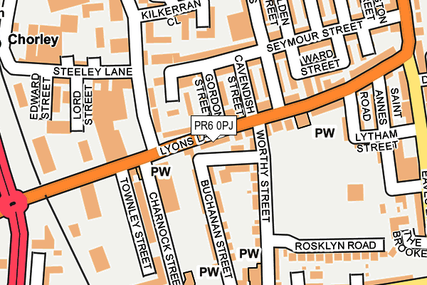 PR6 0PJ map - OS OpenMap – Local (Ordnance Survey)