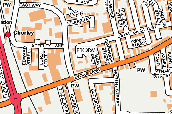PR6 0RW map - OS OpenMap – Local (Ordnance Survey)