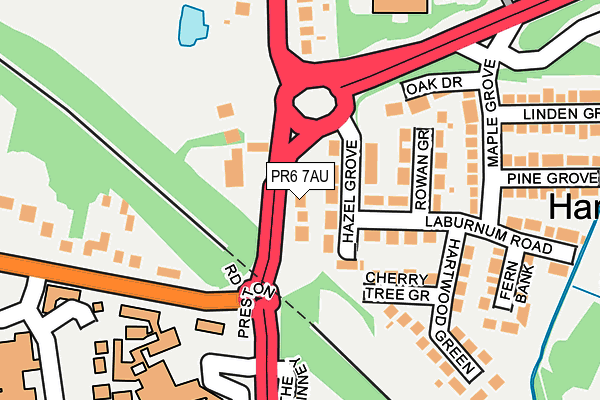 PR6 7AU map - OS OpenMap – Local (Ordnance Survey)