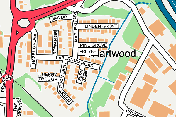 PR6 7BE map - OS OpenMap – Local (Ordnance Survey)