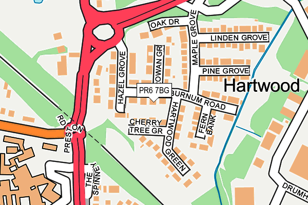PR6 7BG map - OS OpenMap – Local (Ordnance Survey)
