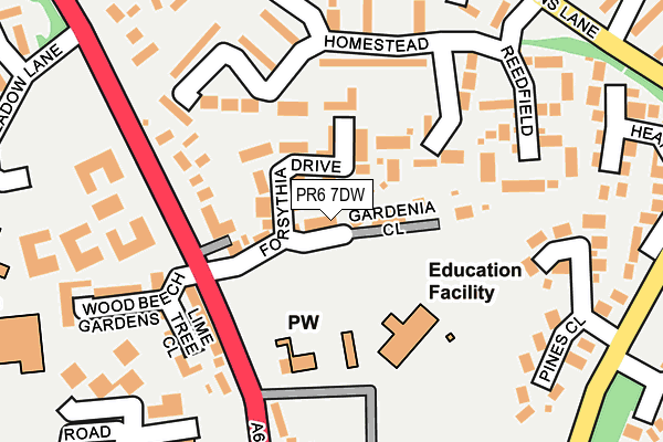 PR6 7DW map - OS OpenMap – Local (Ordnance Survey)