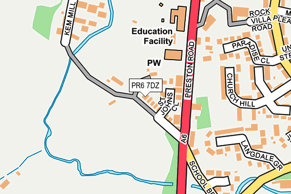 PR6 7DZ map - OS OpenMap – Local (Ordnance Survey)