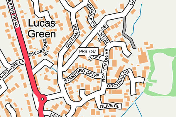 PR6 7GZ map - OS OpenMap – Local (Ordnance Survey)
