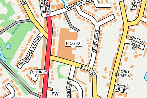 PR6 7HX map - OS OpenMap – Local (Ordnance Survey)