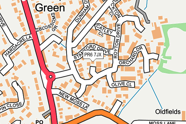 PR6 7JX map - OS OpenMap – Local (Ordnance Survey)