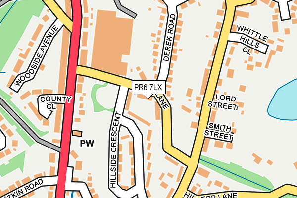 PR6 7LX map - OS OpenMap – Local (Ordnance Survey)