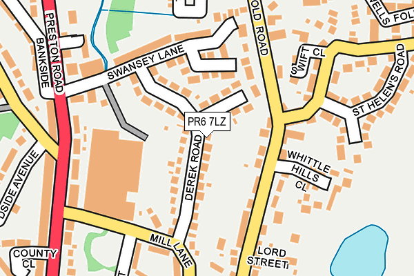 PR6 7LZ map - OS OpenMap – Local (Ordnance Survey)