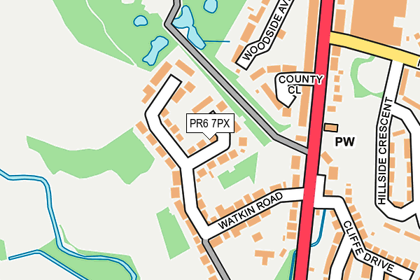 PR6 7PX map - OS OpenMap – Local (Ordnance Survey)