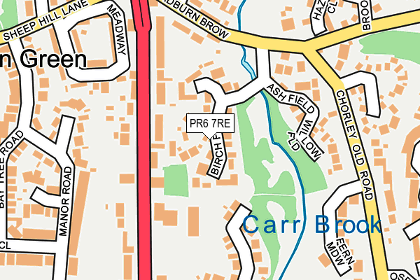 PR6 7RE map - OS OpenMap – Local (Ordnance Survey)