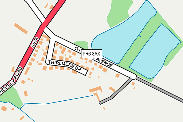 PR6 8AX map - OS OpenMap – Local (Ordnance Survey)