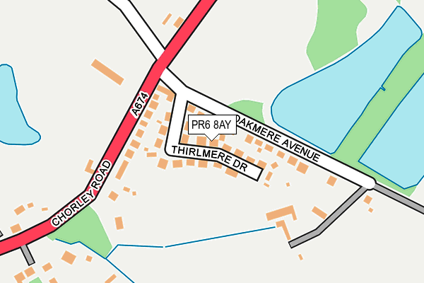 PR6 8AY map - OS OpenMap – Local (Ordnance Survey)