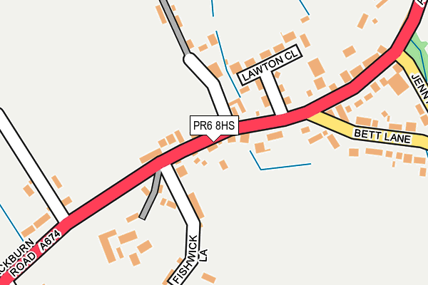PR6 8HS map - OS OpenMap – Local (Ordnance Survey)