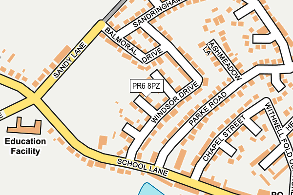 PR6 8PZ map - OS OpenMap – Local (Ordnance Survey)