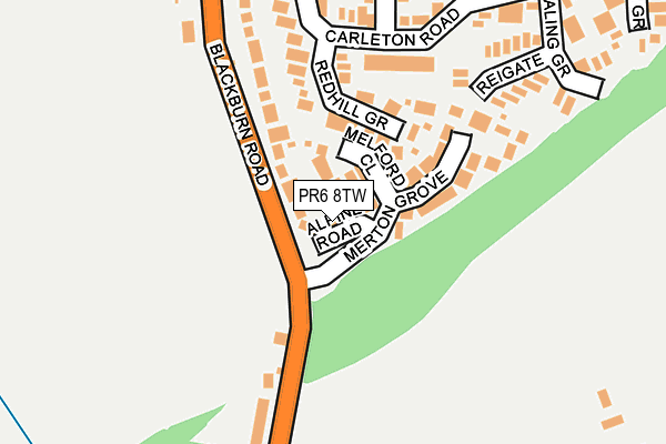 PR6 8TW map - OS OpenMap – Local (Ordnance Survey)