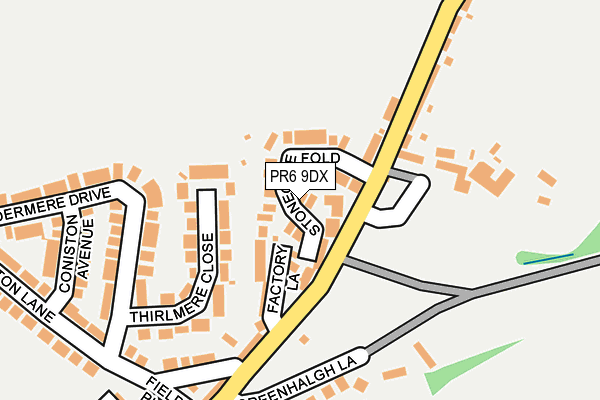 PR6 9DX map - OS OpenMap – Local (Ordnance Survey)