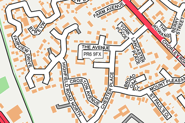 PR6 9FX map - OS OpenMap – Local (Ordnance Survey)