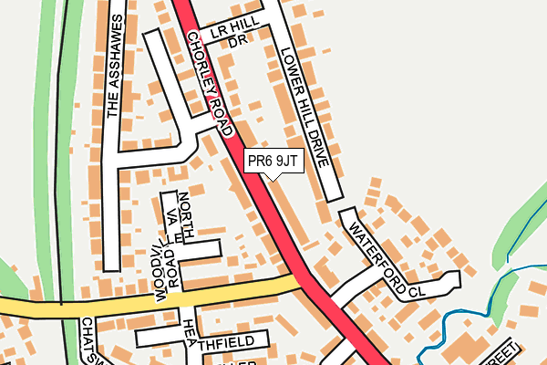 PR6 9JT map - OS OpenMap – Local (Ordnance Survey)